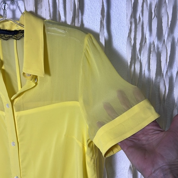 Patrizia Pepe Yellow Silk Short Sleeve Blouse Size 42/US6 - Picture 5 of 15